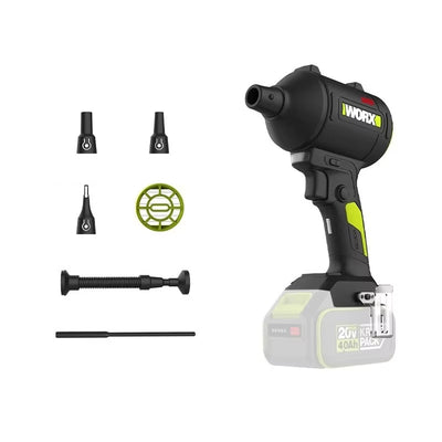 LinkMejor WU093 Lithium Industrial Blower Cordless 20V 75,000RPM Lightweight 209m/s High Power Multi Nozzle Attachments