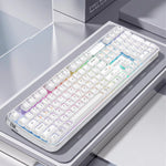 LinkMejor 708 Tri-Mode Transparent Gaming Keyboard with Hand Support 105-keys RGB Backlit Ergonomics Design Membrane Keyboards