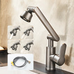 Universal G1/2 Hot and Cold Rotating Faucet 1080 Degree Rotation Copper Material Dual Mode Output Lift Type for Kitchen Bathroom Optional