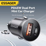 LinkMejor ES-CC15 45W 2-Port USB PD Car Charger Adapter USB-A+USB-C PD3.0 QC3.0 Support AFC FCP iP2.4A Fast Charging for iPhone 16 16 Pro 15 14 13 Pro Max for Huawei Pura X for Xiaomi 15pro for Samsung Galaxy S25 Ultra