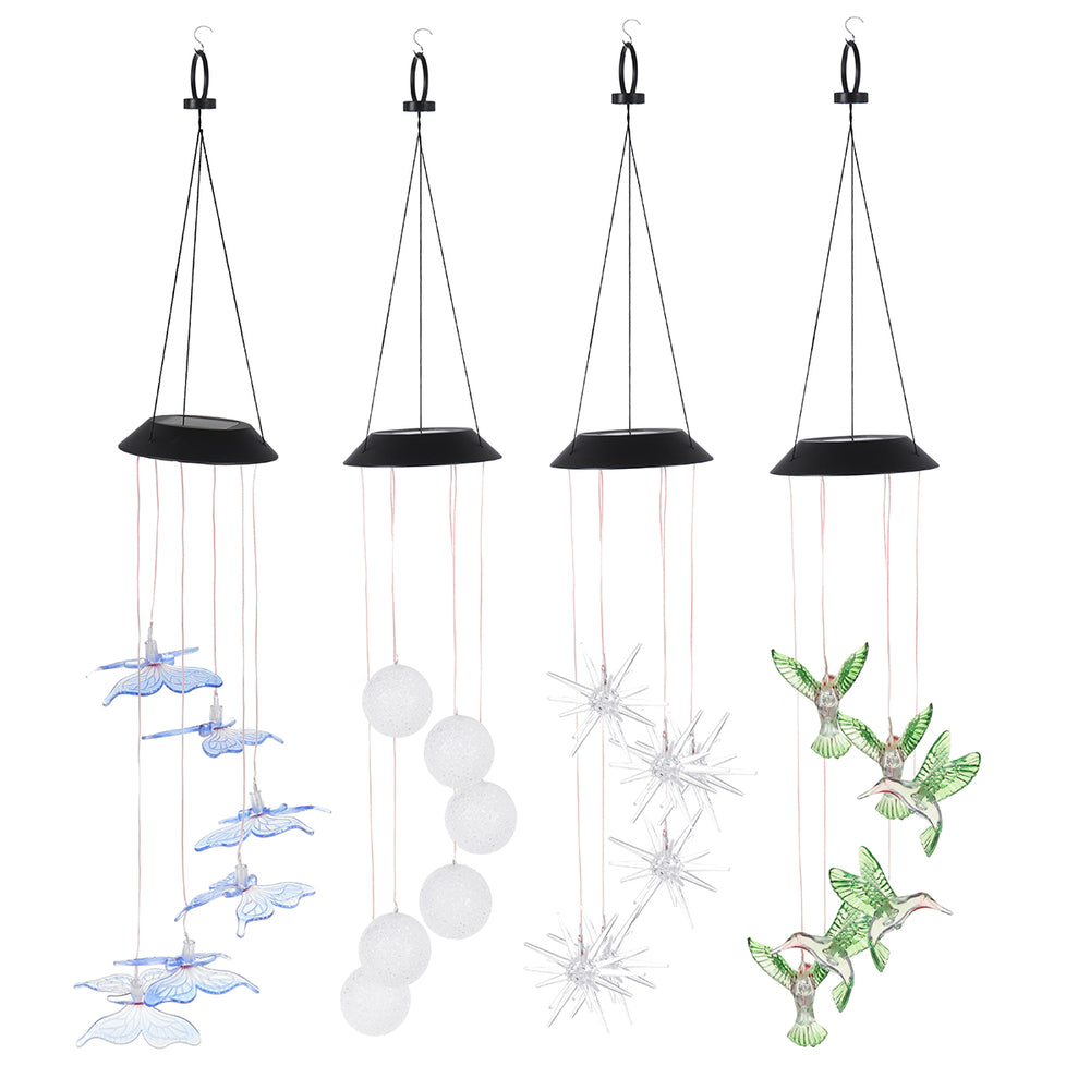 6cm Ball/Hummingbird/Sea Urchin/Butterfly Solar Wind Chime Light Waterproof Home Bedroom Decoration Supplies