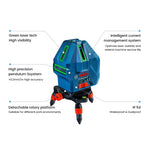GLL50-15XG Professional Laser Level 5 Lines Green Beam 3D Self-leveling Horizontal & Vertical Cross Measuring Tool