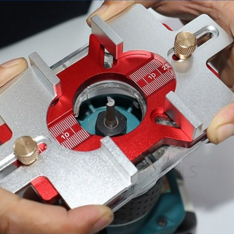 LinkMejor Adjustable 2 in 1 Invisible Fastener Slotting Bracket Mortising Jig Wood Trimmer Router Tool Drawer Handle Punching Template