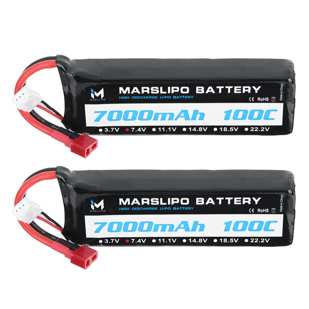 LinkMejor 7.4V 7000mAh 100C 2S Lipo Battery T Plug with XT60 Adapter for RC Model Toys