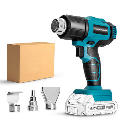 21V Cordless Rechargeable Hot Air Gun Adjustable Temperature 550℃ Compatible with Power Tools Battery Includes Nozzles Portable Heat Tool for Shrink Wrapping Paint Stripping Soldering