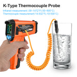 LinkMejor Advanced Infrared Thermometer IRO2C Wide Temperature Range (-50°C to 800°C) Adjustable Emissivity 12-Point Laser Inverted Color Screen HD Backlight Accurate Measurements Ideal for Industrial HVAC and Home Use