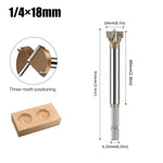 10mm to 50mm Professional Hexagonal Shank Woodworking Hinge Boring Bit Tungsten Carbide Blade Three-Tooth Double Blade Design Multiple Sizes