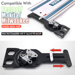 Adjustable Angle Track Saw Square with -45° to 45° Quick Positive Angle Stop 90° Right Angle Guide Rail Protractor Positioning Plate