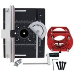 Woodworking Flip Plate Router Lift Set with Metric Inch Stroke Scale Aluminum Alloy Router Table Inset Plate with Miter Gauge and Fence for Trimming Slotting