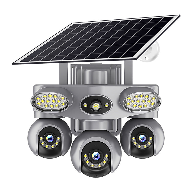 V380 6MP Triple Lens Solar Security Camera Outdoor PTZ 3-Way View Night Vision Motion Two Way Audio IP66 Weatherproof Battery Operated Home Surveillance System
