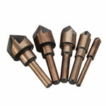 5PCS Countersink Tool Bit Set Includes 1/4" 3/8" 1/2" 5/8" 3/4" Drills Perfect for Woodworking Soft Metal DrillingPlastic Cutting