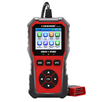 LinkMejor KW330 OBDII EOBD CAN Engine Code Reader 2.8-inch TFT Screen Battery Test Multi-language Car Diagnostic Tool OBD2 Scanner