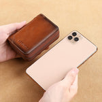 Ekphero RFID Blocking Genuine Leather Men's Card Holder, Vintage Cowhide Leather Large Capacity Multi-card Slot Short Credit Card Bag, Driver's License Leather Card Case,Money Clips Mini Bag for Men
