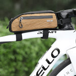 LinkMejor Portable Bike Tube Bag Waterproof Big Capacity Top Zipper Hook Loop Strap Installation Nylon Bicycle Frame Bag for MTB Outdoor Riding
