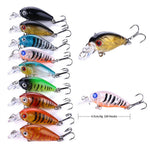LinkMejor 15PCS 4.5cm 4g Luya Black Bass Fishing Lures 3D Metal Eyes Steel Hook Wobbler Bait for Rock Fishing