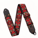 Embroidered Soft Vintage Flower Adjustable Creative Cotton Leather Guitar Strap