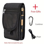 Outdoor Casual Wear-resistant Nylon Waist Bag Portable 3-compartment Layered Phone Bag Men's Belt Loop Pouch Large Capacity Wallet