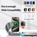 4 in 1 Wireless Magnetic Charger Metal Shell Fast Wireless Charging Station Stand Dock for Smart Phone for iPhone 17 17Pro 16 15 Pro Max for SAMSUNG for XIAOMI for Apple Watch for Airpods