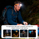 LinkMejor A40  Mini Sensor Headlamp with Spotlight & Floodlight Wave Sensing 3-Color Light, IP44 Waterproof USB-C Rechargeable Headlight for Camping Hiking Fishing