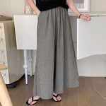 LinkMejor Womens Geometric Printed Wide Leg Pants Vintage Elastic Waist Straight Pleated Trouser Loose Fit