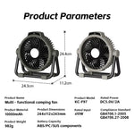 Tevorex Rechargeable Camping Fan 10000mAh Portable Fan with Remote Control LCD Display 5 Speeds Quiet Operation for Outdoor Travel