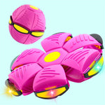 Magic Transforming UFO LED Light Flying Saucer Ball Stress Relief Outdoor Toy Unisex Plastic Deformation Flat Dual Modes Fun