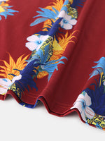 Mens Fashion Floral Printing Crew Neck Breathable Short Sleeve Casual T-Shirts