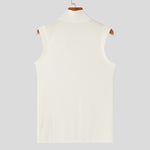 LinkMejor Mens Solid Knit Textured Notched Neck Vest Elastic Sleeveless Tank Top for Male