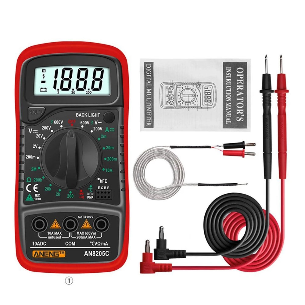 LinkMejor AN8205C Digital Multimeter AC/DC Ammeter Volt Ohm Tester Meter Multimetro With Thermocouple LCD Backlight