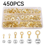 150-540pcs Round Terminal Block Set O-type Lugs Terminals Wire Crimp Connector Cable Terminals Tools Kit M3 M4 M5 M6 M8 M10