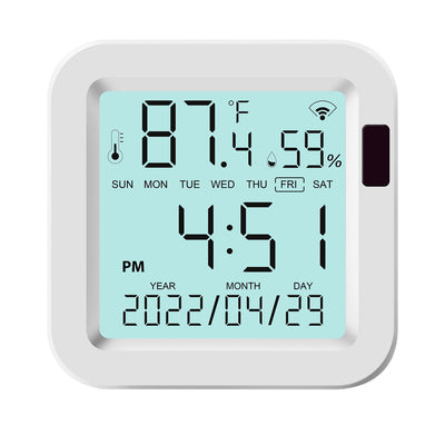 Smarsecur Smart Wifi Temperature and Humidity Sensor with Real Time Monitoring, Adjustable Temperature Modes Remote Access Energy Efficient Anti-Tamper Design Works with Smartphone Ideal for Home Climate Control