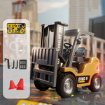 LinkMejor HG4-243 RTR 1/64 2.4G Mini RC Car Alloy Forklift Support App Remote Controlled LED Light Sound Engineering Vehicle Desktop Toys Model Collection Gift For Boys