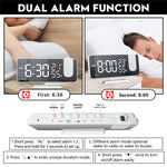 LinkMejor Mirror Alarm Clock Big Screen Temperature and Humidity Display with Radio and Time Projection Function Electronic Clock Rechargeable