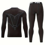 LinkMejor Men's Thermal Underwear Set, Long johns set, Compression Thermal Base Layer Set, Moisture Wicking & Breathable Basic Long Sleeve & Letter Belt Leggings Winter Thermal Wear, Men's Thermal Clothing