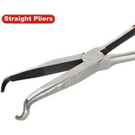 4PCS Long Needle Nose Pliers Set 11 Inch Carbon Steel with Rubber-Coated Grips for Automotive Repair Jewelry Making Crafting