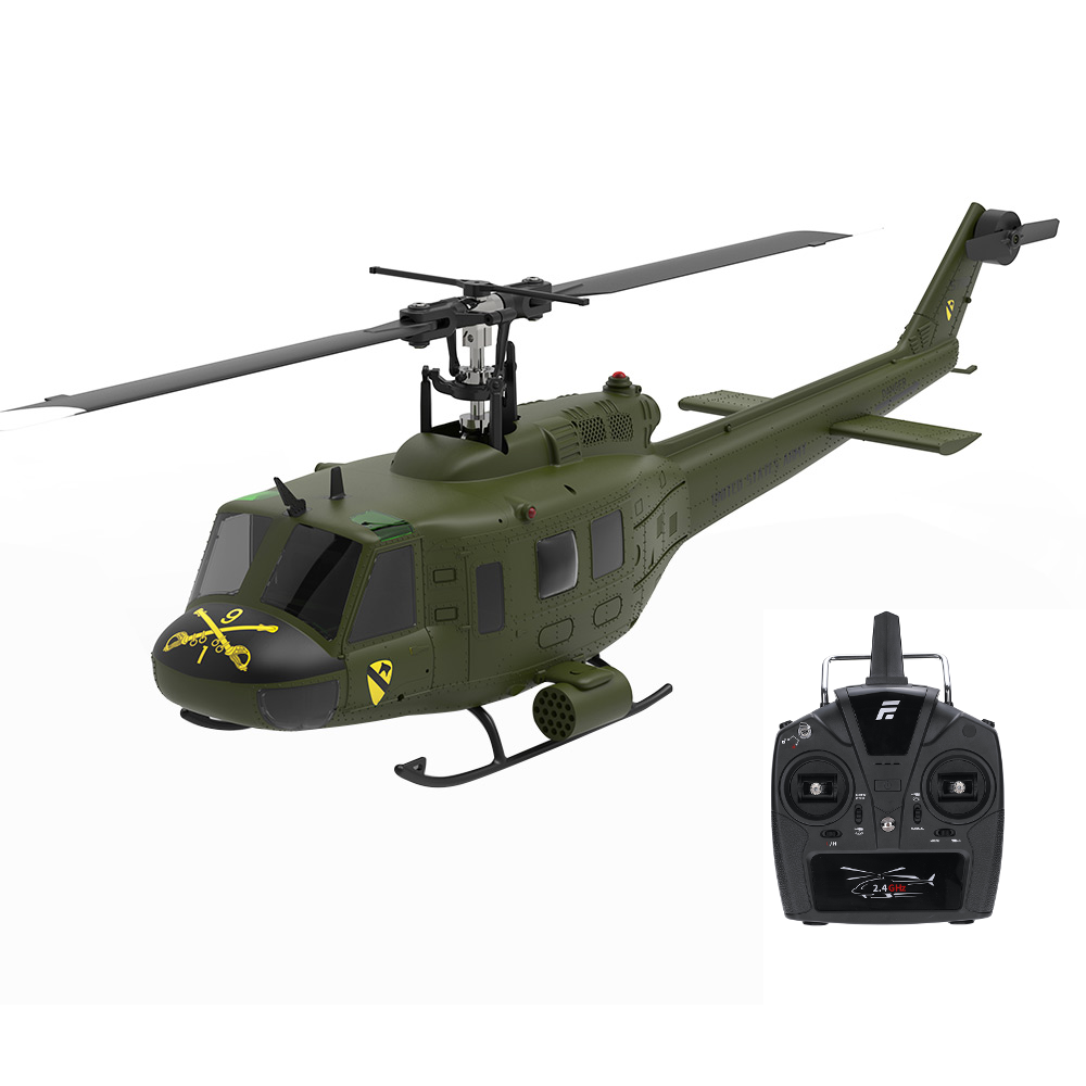 LinkMejor E190 1:34 UH-1 HUEY Scale 2.4G 6CH Altitude Hold Optical Flow Positioning Dual Brushless Motor RC Helicopter