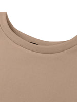 Women Puff Sleeve Crew Neck Solid Color Hem Long Sleeve Sweatshirts