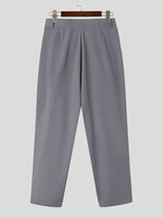 INCERUN Men Plain Cross Pleated High Waist Loose Fit Pants