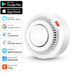 Tuya WiFi Smoke Detector Ceiling Mounted Fire Alarm Smart Home Tuya APP Control 80dB Battery Powered Sensor