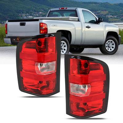 [USA Direct] Pair Tail Light No Blubs Tail Lamps Clear Lens For Chevrolet Silverado 1500 2500HD 3500HD 2007-2013