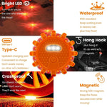 Rechargeable Warning Light 1000mAh USB Type-C 9 Modes LED Emergency Road Safety Light Waterproof Magnetic Crashproof