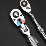 72-Tooth Retractable Ratchet Wrench Set Extensible Handle Carbon Steel Quick Release Spanner 1/4" 3/8" 1/2" Multifunctional Hand Tool