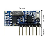 LinkMejor RF 433mhz Transmitter 4 Button Remote Control + Receiver Module Fixed EV1527 Decoding 4CH Output with Learning DIY Kit