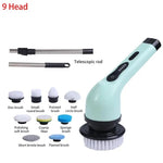 2000mAh Multifunctional Cordless Electric Cleaning Brush with 9 Brush Heads Electric Cleaning Brush Bathroom Window Kitchen Automotive Household Rotating Cleaning Machine