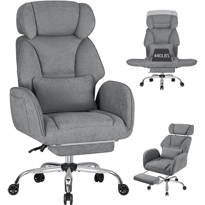 HOFFREE Criss Cross Office Chair with Footrest and  Adjustable Armrests & Headrest 90°-135° Back Adjustable Wide Seat Comfy Desk Ergonomic Office Chair