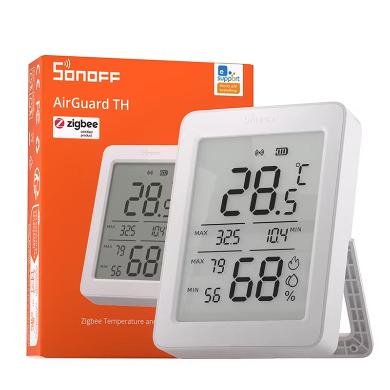 LinkMejor SNZB-02DR2 AirGuard TH 3.6'' LCD Zigbe Temperature Humidity Sensor App Monitoring Work with Apple Home Via Matter Bridge