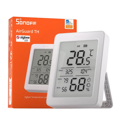 LinkMejor SNZB-02DR2 AirGuard TH 3.6'' LCD Zigbe Temperature Humidity Sensor App Monitoring Work with Apple Home Via Matter Bridge