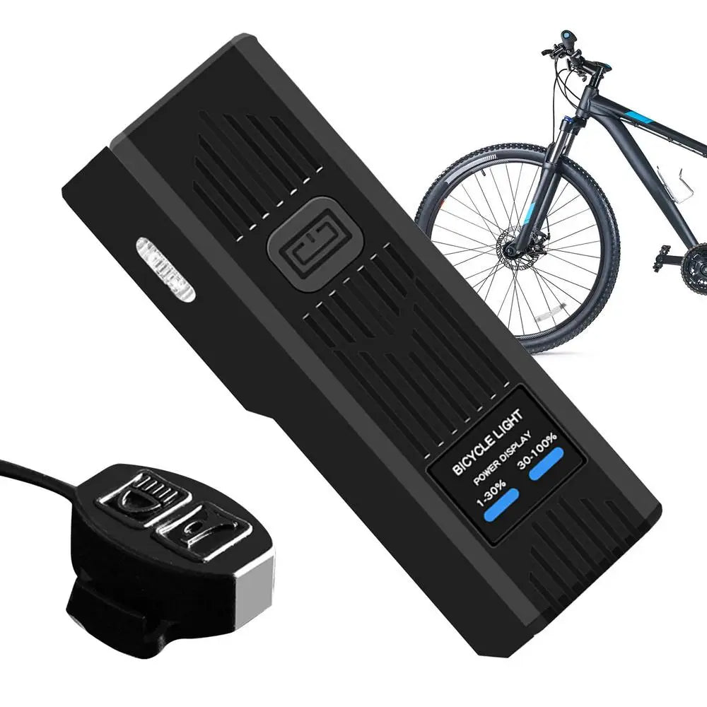 LinkMejor 2 in 1 Wired Control Bike Headlight 2000mAh Power Bank Handlebar Flashlight USB Charging IPX4 Waterproof with Bell for Mountain Cycling Night Safe Riding