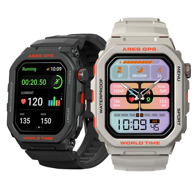 LinkMejor Ares GPS Rugged 1.75 inch HD 3 ATM Detailed Health and Wellness Insights bluetooth Calls Assistant Smart Watch