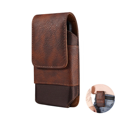 6.1/6.5/6.9 Inch Universal Leather Men's Waist Bag Magnetic Closure Fixed Strap Mobile Phone Belt Clip Case